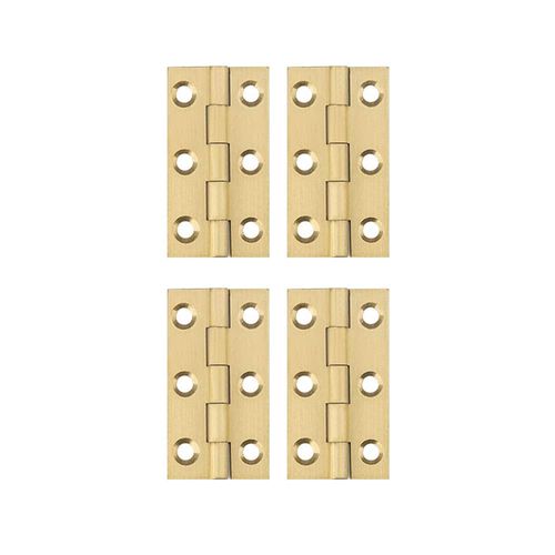 YOFASEN Copper Small Hinges Door Hinges - Brass Folding Butt Hinges Furniture Cabinet Butt Hinges with Hinge Fixing Screws, Gold, 2 Inch(50x27x1.2mm) - 4pcs