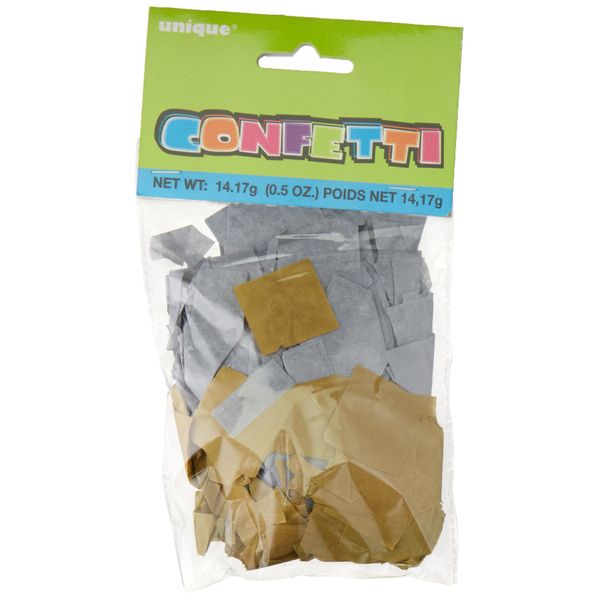 Unique Party 63598 - Square Silver and Gold Tissue Paper Confetti
