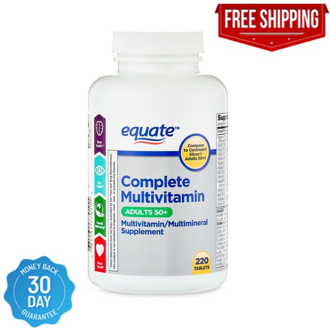 EQUATE COMPLETE MULTIVITAMIN DIETARY SUPPLEMENT ADULTS 50+ 220 TABLETS EYE Heart