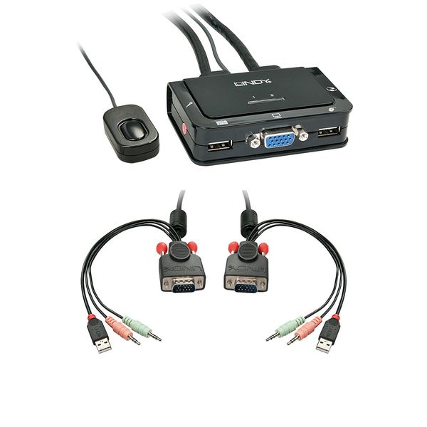 LINDY 42342 2 Port VGA, USB 2.0 & Audio Cable KVM Switch