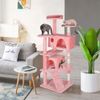 53" Cat Tree Activity Tower Pet  with Scratching Posts  Ladders Indoor Pink