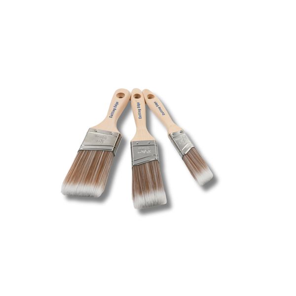 Cutting Edge 3 Piece Paint Brush Set - Professional Premium Quality - Precision Angled Cutting In Paint Brushes - for Sharp Edge Lines Painting with Paints on Walls, Ceilings, Wood & Metal, 1"|1.5"|2"