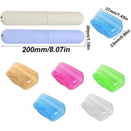 Toothbrush Case, 2 Pcs Toothbrush Travel Case and 5 Pcs Portable Toothbrush Head Covers, Toothbrush Storage Case, Toothbrush Protective Case, Toothbrush Caps, for Travel Outdoor Camping Hiking