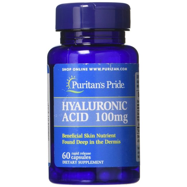 Puritans Pride Hyaluronic Acid 100 mg Capsules, 60 Count