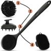 4pcs Silicone Bath & Shower Brush Set - Double Sided Long Handle For Back, Face