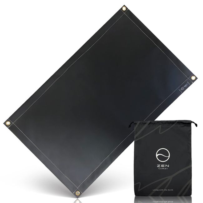 ZEN Camps Bonfire Sheet, Sputtering Sheet, Bonfire Stand Sheet, Non-irritating, Silicone, Black, Fireproof, Heat Resistant, Flameproof, Fireproof, Camping, Lawn Protection, Japanese Brand, 37.4 x 23.6 inches (95 x 60 cm) (Includes Original Storage Bag)