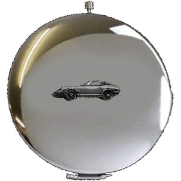 240 Z ref56 Pewter effect vehicle on a Round Shape Compact Mirror Chrome Coloured