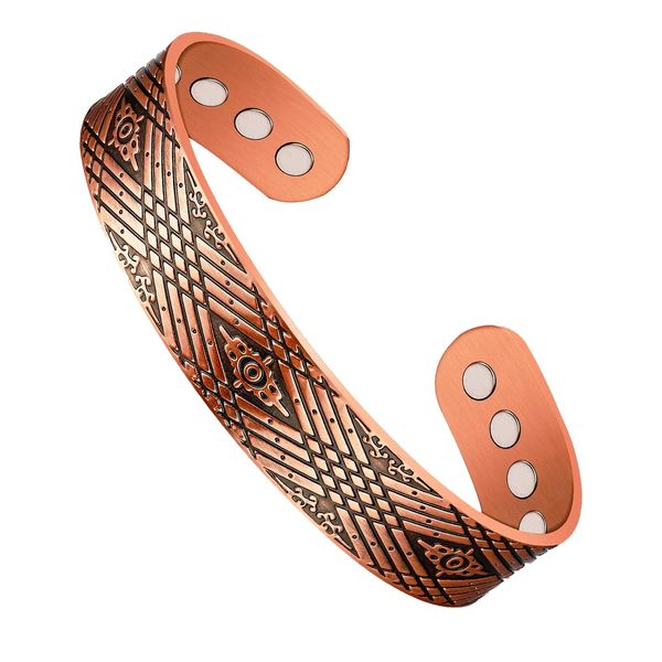 Pure Copper Magnetic Therapy Arthritis Bracelet for Men, Effectively Relieves Arthritis and Carpal Tunnel Pain, Magnetic Therapy Has a Light Effect on Lymphatic Drainage (D)