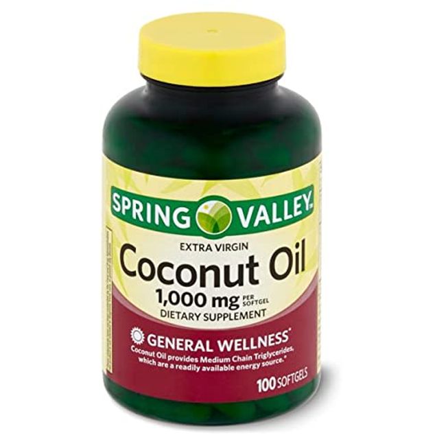 Spring Valley Extra Virgin Coconut Oil, 1000 MG, 100 Softgels + Your Vitamin Guide©