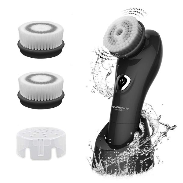 TOUCHBeauty Facial Cleansing Brush for Men,Face Scrubber with 3 Brush Head for Exfoliating, Massaging and Deep Cleansing,Battery Powered AG-1487