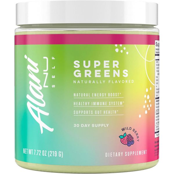 Alani Nu Super Greens Powder Wild Berry | Green Juice Supplement | Spirulina + W