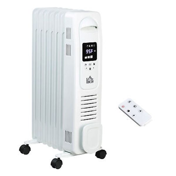 Portable Ceramic Space Heater w/ Remote & Tip-Over Protection White