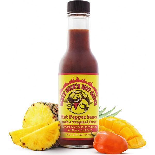 Dirty Dicks Original Hot Sauce, 5 Fl Oz - Award-Winning Blend of Habanero, Tropical Fruits & Spices (Pack of 1)