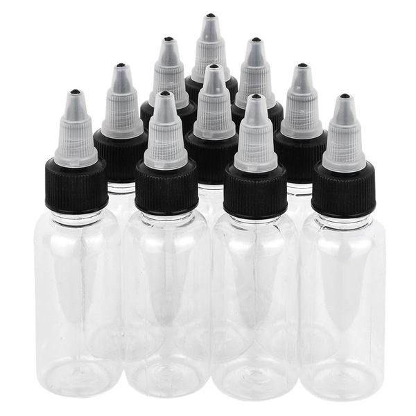 BAMTTOO 30ml Empty Tattoo Ink Bottles 10pcs 1oz Tattoo Twist Cap Plastic Clear Transparent Tattoo Pigment Container Bottle Tattoo Supplies (10pcs 30ml)