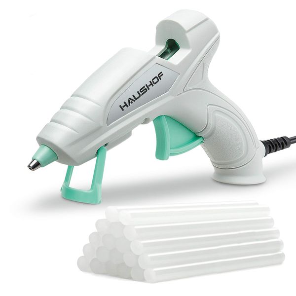 HAUSHOF Mini Hot Glue Gun Kit with Hot Glue Sticks (20-Piece), for Home Decoration & Crafts & Quick Repairs, 20W, 120V