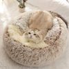 Faux Fur Cuddler Round Comfortable Self Warming Cat Bed, Machine Washable, Waterproof Bottom