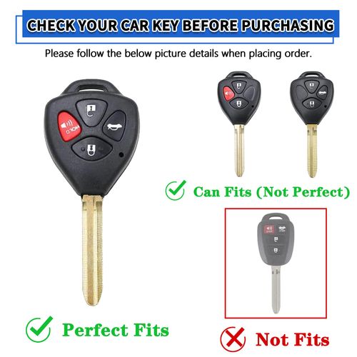 TOMALL for Toyota Key Fob Cover with Keychain, 4 Buttons Soft TPU Key Fob Protector Compatible with 2009-2012 Toyota Camry Avalon Corolla Venza Yaris Scion xB xD, 2013-2019 Subaru BRZ, Black