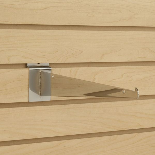 Chrome Shelf Bracket for Slatwall 6" D - 2 Pack