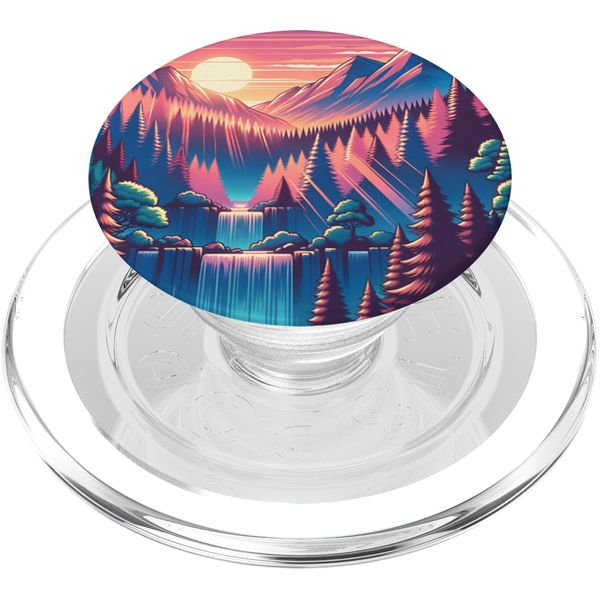 Lofi Anime Mountain Range Wilderness Landscape PopSockets PopGrip for MagSafe