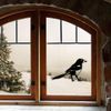 Medium 210mm 'Magpie' Clear Static Window Cling Sticker/Decal (Black) (WC00041081)