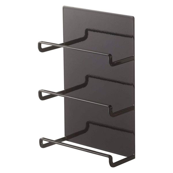 Yamazaki 4940 Magnetic Kitchen Wrap Holder, 3 Tiers, Tower, Black, Approx. W 5.9 x D 2.8 x H 9.1 inches (15 x 7 x 23 cm), Tower, Wrap Storage