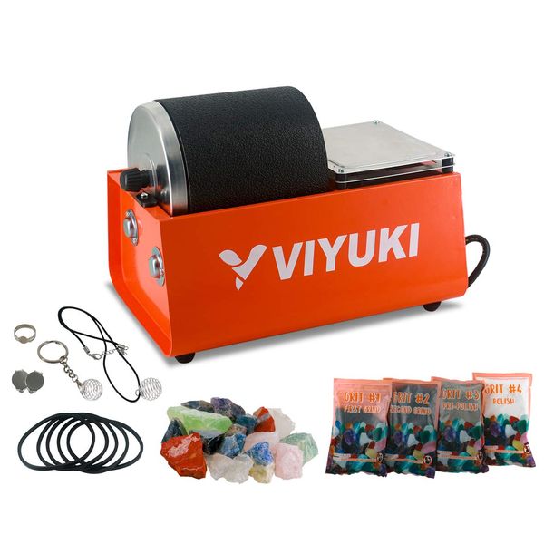 VIYUKI Professional Electric Kids Rock Stone Tumbler Kit 3LB Rock Polisher - Complete Rock Tumbler Kit with Durable Tumbler, Rocks, Grit, Educational Stem Science Kit