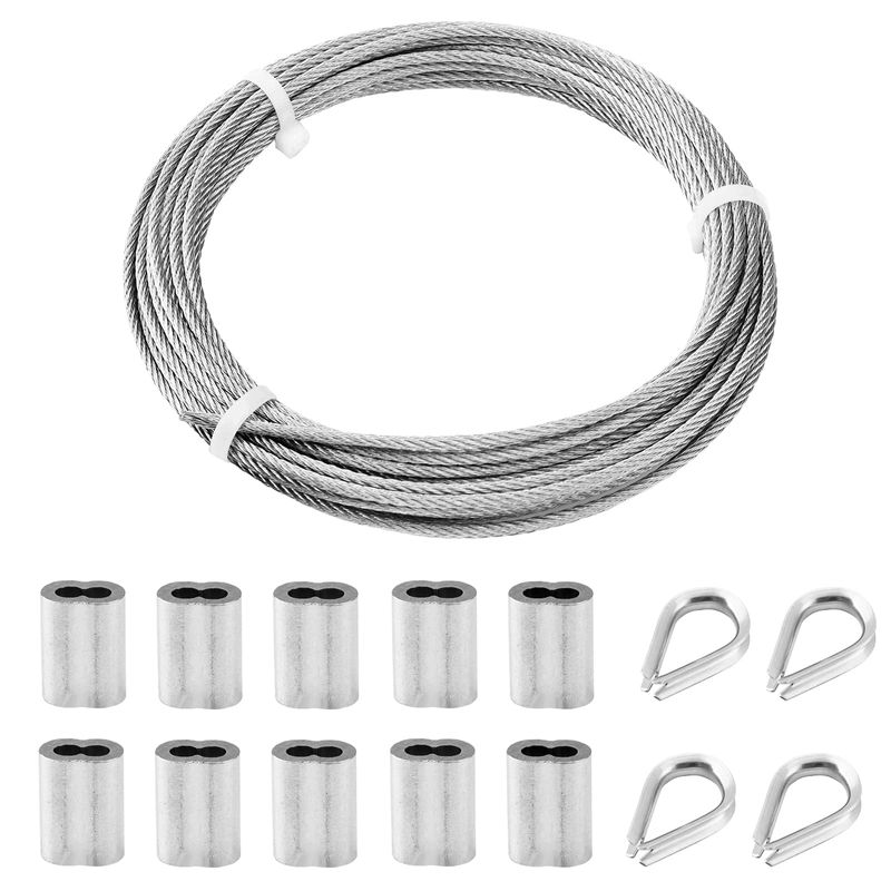 TooTaci 3mm Stainless Steel Wire Rope, 10M Steel Cable with M3 Crimping ...