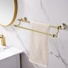 WINCASE Crystal Towel Holder Double, Adjustable Gold Towel Bar 18 to 30 Inch, Towel Rack Rail for Bathroom Wall Mounted