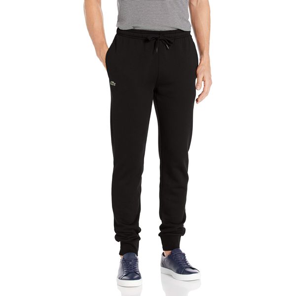 Lacoste Men's Sport Fleece Trackpant With Rib Leg Opening Trackpant, Black, 4X-Large