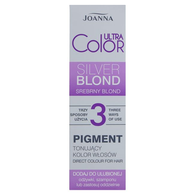 JOANNA Ultra Color Pigment Haartönungspigment Farbtonpigment - Neutralisierung von Unerwünschten Gelbtönen - Kann auf 3 Arten Aufgetragen Werden - Mit Conditioner Shampoo Separat - Silberblond 100ml