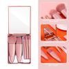 5pcs Portable Makeup Brushes,Premium Synthetic Brush with Mirror Box Professional Foundation Eye Shadow Blush Makeup Brush Travel Face Kabuki Makeup Brush Kits for Travel Daily Date Stage Touch-up