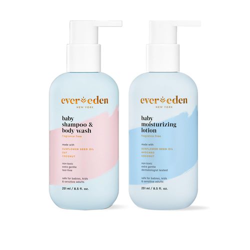Evereden Baby Bathtime DUO: Baby Lotion for Newborn and 2-in-1 Newborn Shampoo and Body Wash Set - Soothing, Cleansing, & Hydrating Baby Shampoo and Lotion