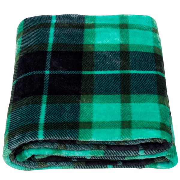 SOCHOW Flannel Fleece Blanket 127cm×150cm, All Season Plaid Green Blanket for Bed, Couch,Car