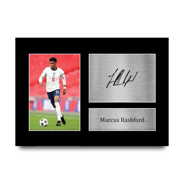 HWC Trading A4 Marcus Rashford England Gifts Printed Signed Autograph Picture for Football Fans and Supporters