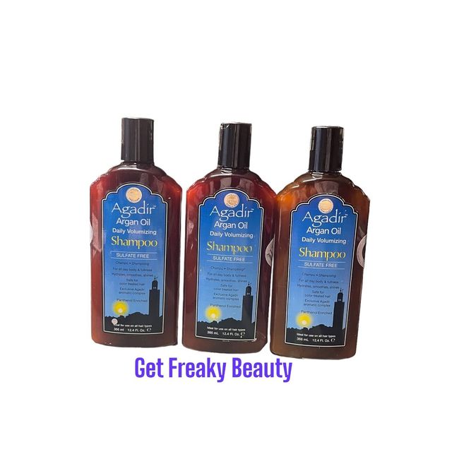 3 PACK. 12.4 oz. Agadir Argan Oil Daily Volumizing Shampoo. 366ml. FREE SHIPPING