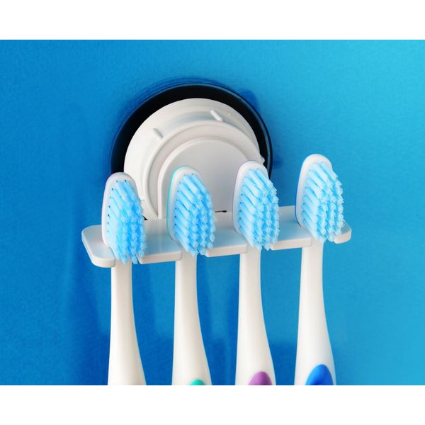 Dehub White Toothbrush Holder 4-Person Rotating Suction