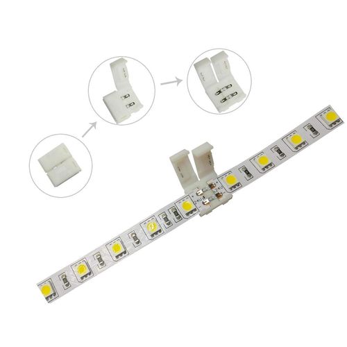 D DrNeeko 10 Pcs Strip to Strip Unwired Gapless Solderless Snap Down 2 Pin Single Color LED Light Strip Connector for 10mm Wide 5050 2835 5630 Single Color Flex LED Strips