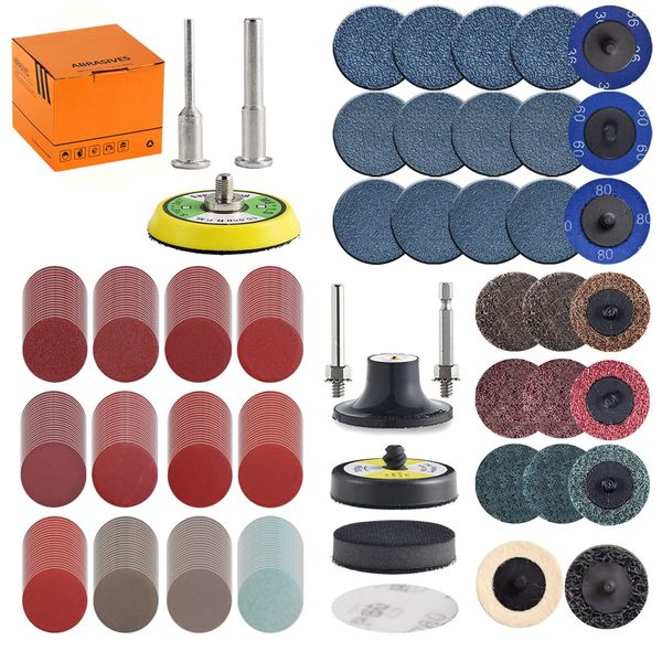 Tshya VPS27001 270Pack 2inch Sanding Discs Pad Variety Kit for Drill Grinder Rotary Tools Die Grinder Accessories with 1/8 inch&1/4 inch Shank Backer Plate, Sanding Pads Includes 36-3000 Grit,Blue