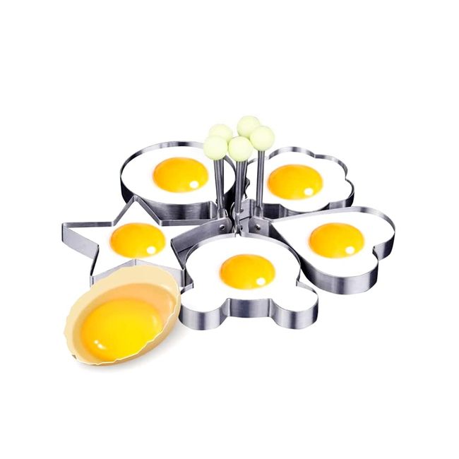 Egg Ring, Fried Egg Ring, Set of 5, Egg Mold, Cooking, Confectionery Tools, Frying Pans, Character Bento & Handmade DIY & Wife Bento Box, Safe, Health, Heat Resistant, Easy to Use, Food Grade