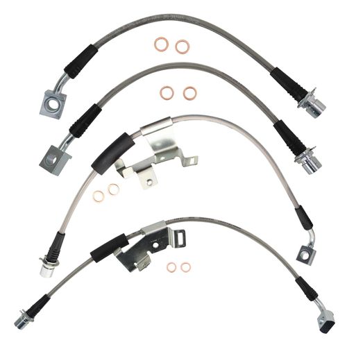 TRQ Front and Rear Performance Brake Hose Set Compatible with 2007-2014 Cadillac Escalade 2007-2013 Escalade ESV Escalade EXT Chevrolet Avalanche Suburban 1500 Tahoe GMC Yukon Yukon XL 1500