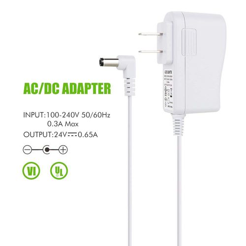 24V Power Cord Adapter, iCreatin 24V 0.65A AC to DC Adaptor Power Supply Replacement Cable for 100ml / 120ml / 300ml / 500ml Essential Oil Diffuser 5.9Ft, UL Listed, White