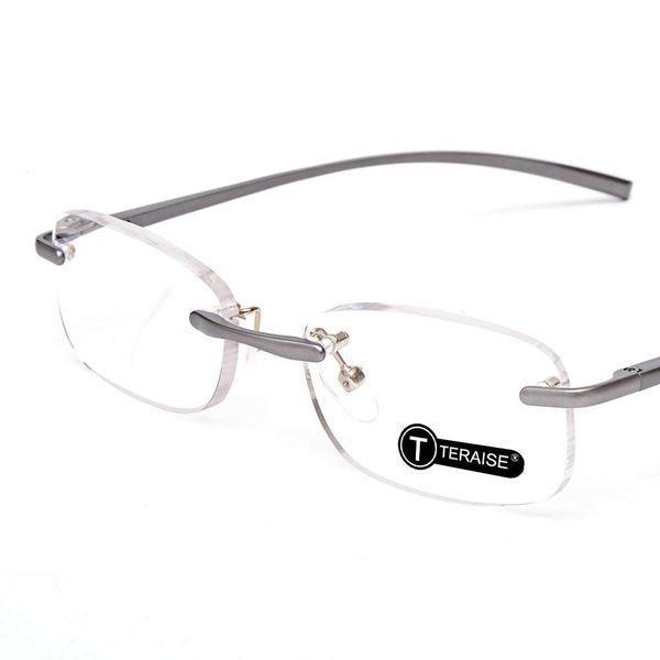 TERAISE Rimless Reading Glasses Spring Hinge Glasses for Reading with Cases Men and Women(1.0X)