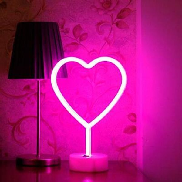 Heart Neon Sign, LED Neon Light Battery Operated or USB Powered Heart 1PK Pink