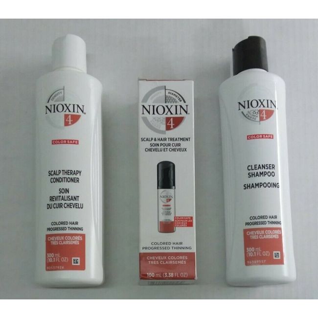 3 Pack Nioxin System 4 Shampoo Conditioner & Hair Treatment Brand New