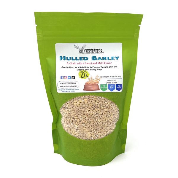 Hulled Barley, Yankee Traders Brand - 1 Pound, Resealable Bag