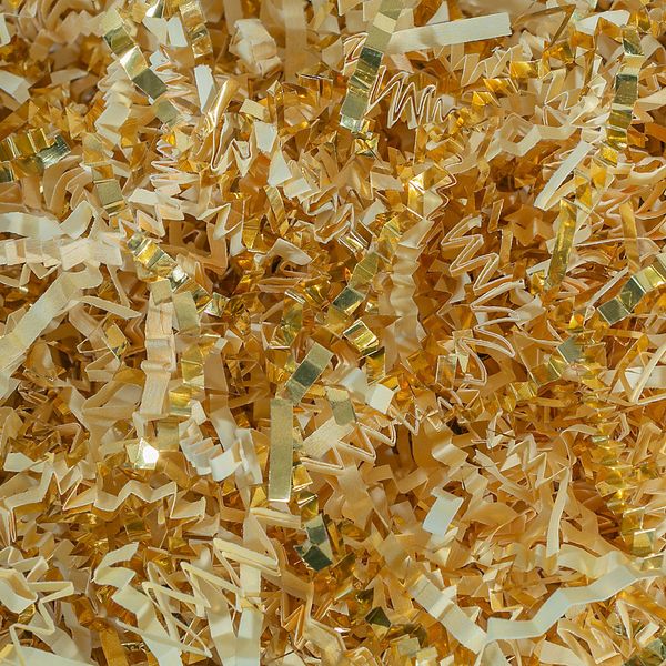 MagicWater Supply - 2 LB - Vanilla & Gold - Crinkle Cut Paper Shred Filler great for Gift Wrapping, Basket Filling, Birthdays, Weddings, Anniversaries, Valentines Day, and other occasions