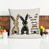 4-Piece Easter Pillow Cover with Happy Easter Eggs and Bunny Motifs