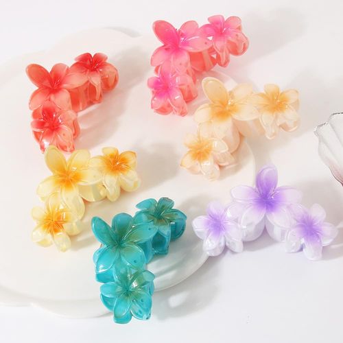 TOFBS Pack of 6 Flower Hair Clips for Women, Flower Hair Clips, Non-Slip Hair Claw, Large Claw Clips, Bohemia, Hawaii, Flower Hair Clip for Beach, Beach, Holidays (#A)