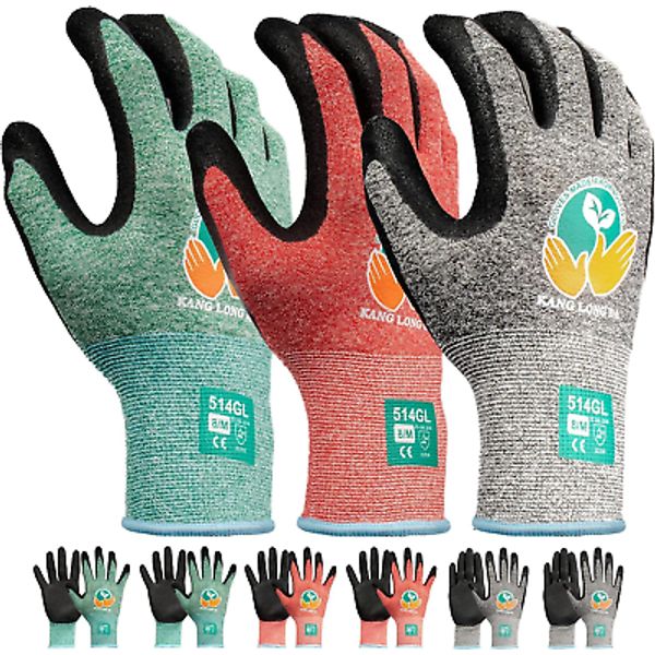 6 Pairs Gardening Gloves for Women and Men, Latex Coated Gloves for Work, Garden