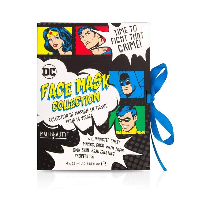 Mad Beauty DC Comics 4 Face Mask Collection Gift Set (Batman, Robin, Superman & Wonder Woman)